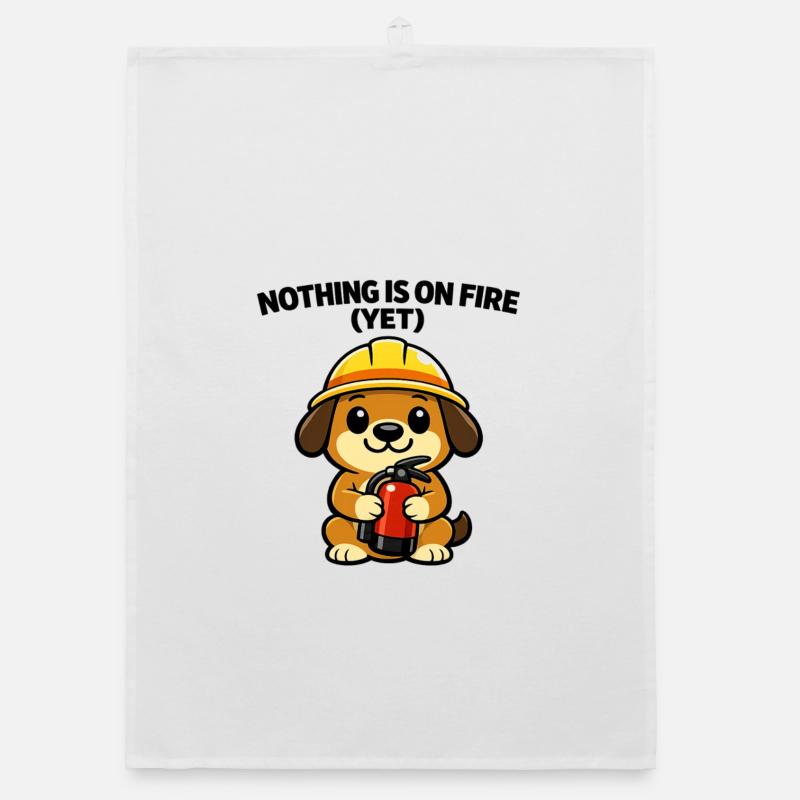 Construction site doggy: Nothing burns (yet) Organic dish towel