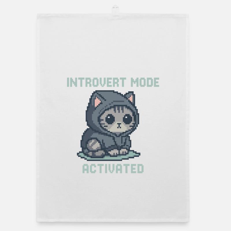 Mode Introverti – Chat à capuche dans le style Pixel Torchon bio