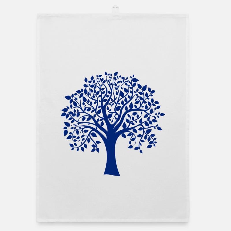 Basis-Blau-Jumbo-Baum-Print-Silhouette Organic Geschirrtuch