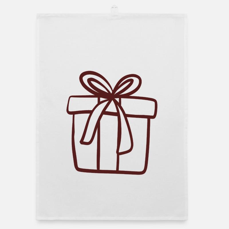 Gift Box Line Art Organic dish towel