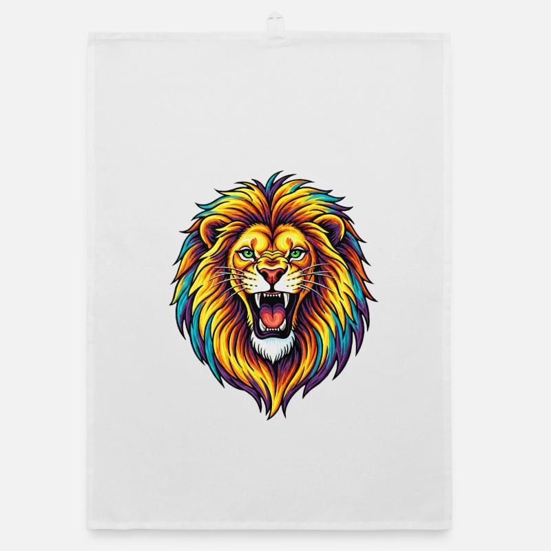 Neon-Regenbogenlöwen-Explosion Organic Geschirrtuch