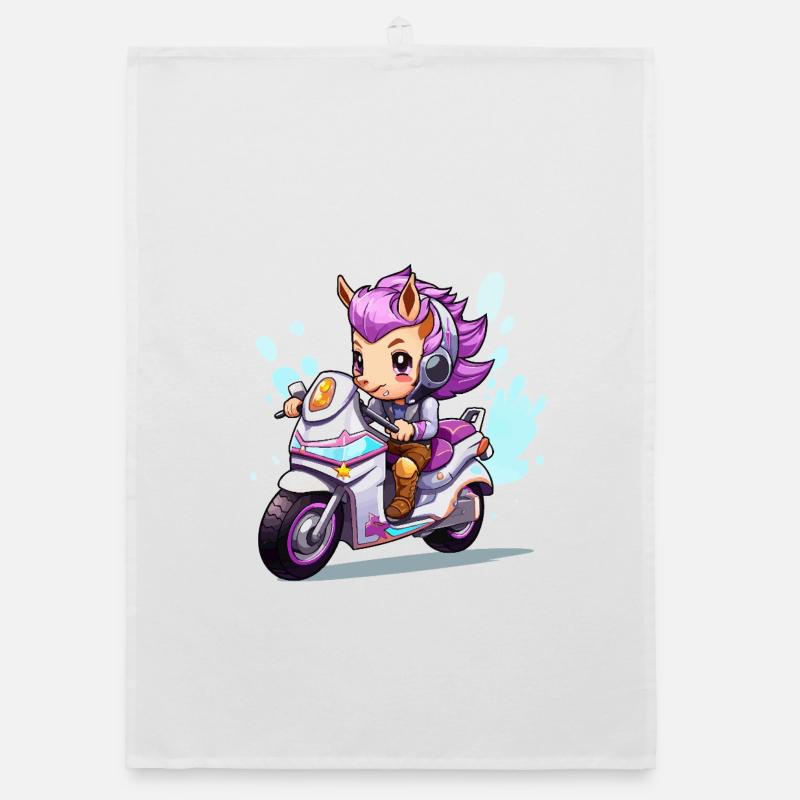 Chibi Motorradheldin Organic Geschirrtuch