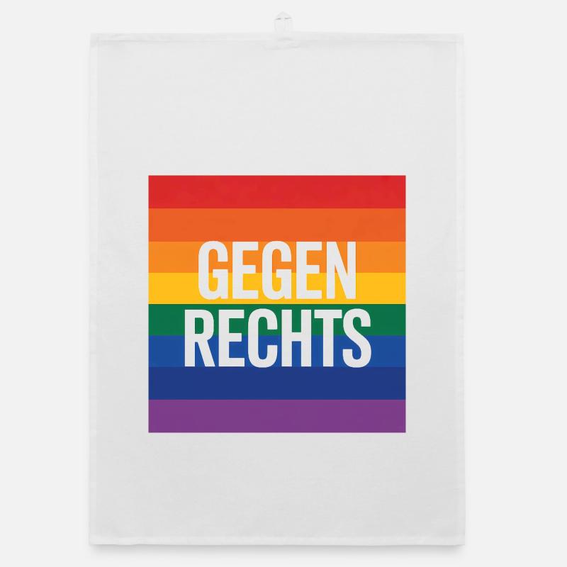 Gegen Rechts - Antifa Regenbogen Tee Organic Geschirrtuch