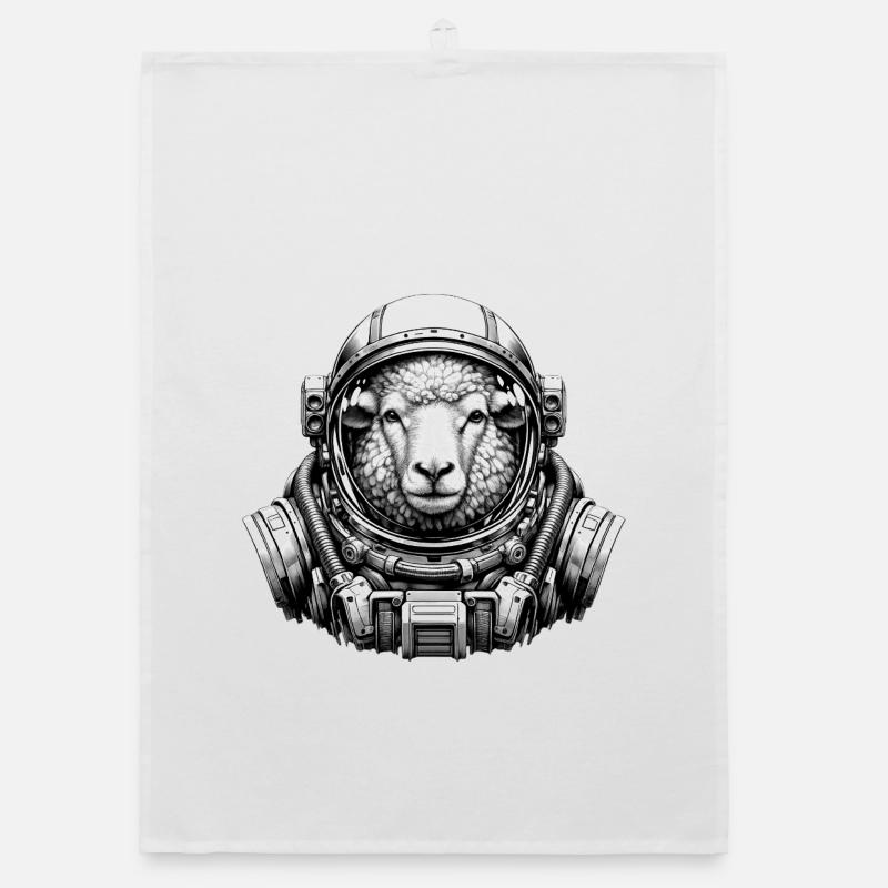 Moutons dans un casque d’astronaute Torchon bio