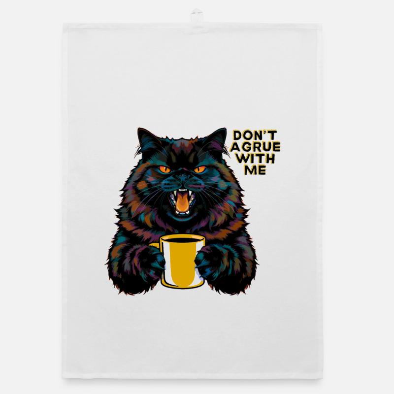 Cat with statement "Don't argue with me" Organic dish towel