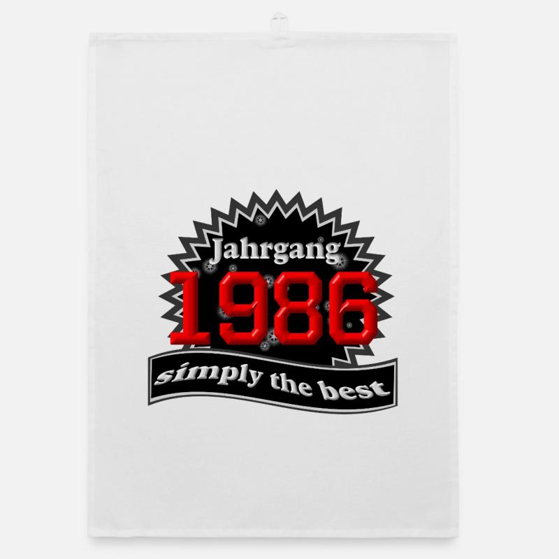 Né en 1986, 40e anniversaire - Torchon bio - blanc