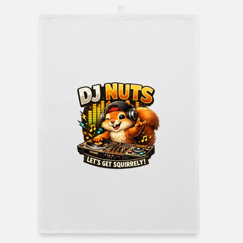 Eichhörnchen DJ Nuts süßes Squirrel lustig Organic Geschirrtuch