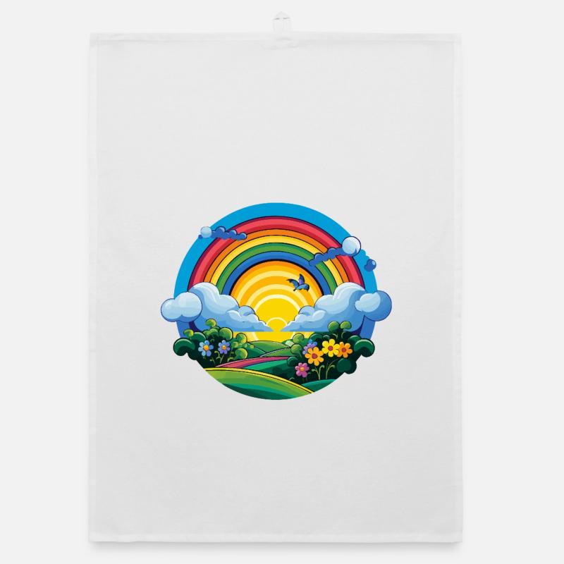 Rainbow Sunrise Spring Organic dish towel