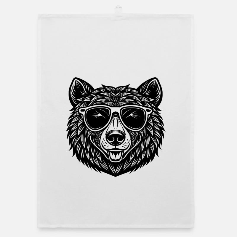 Bear with sunglasses Organic dish towel