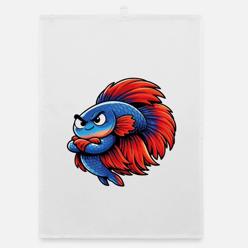 Blue Red Kampffisch Organic Geschirrtuch