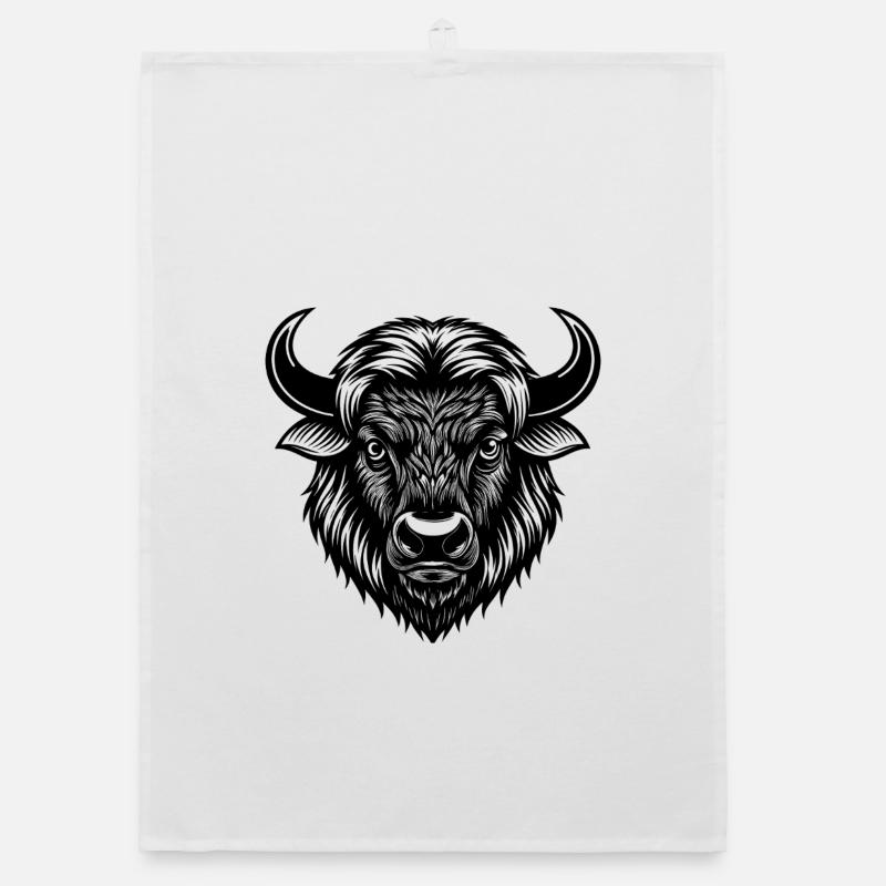 Bison head Organic dish towel