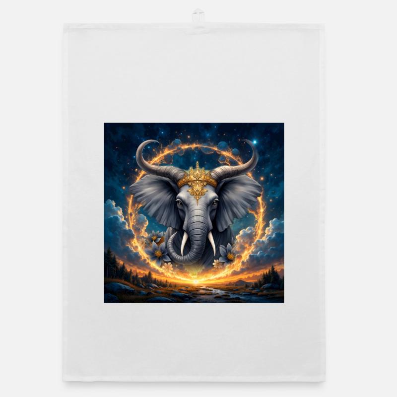 Éléphant Céleste à la Couronne d’Or Torchon bio