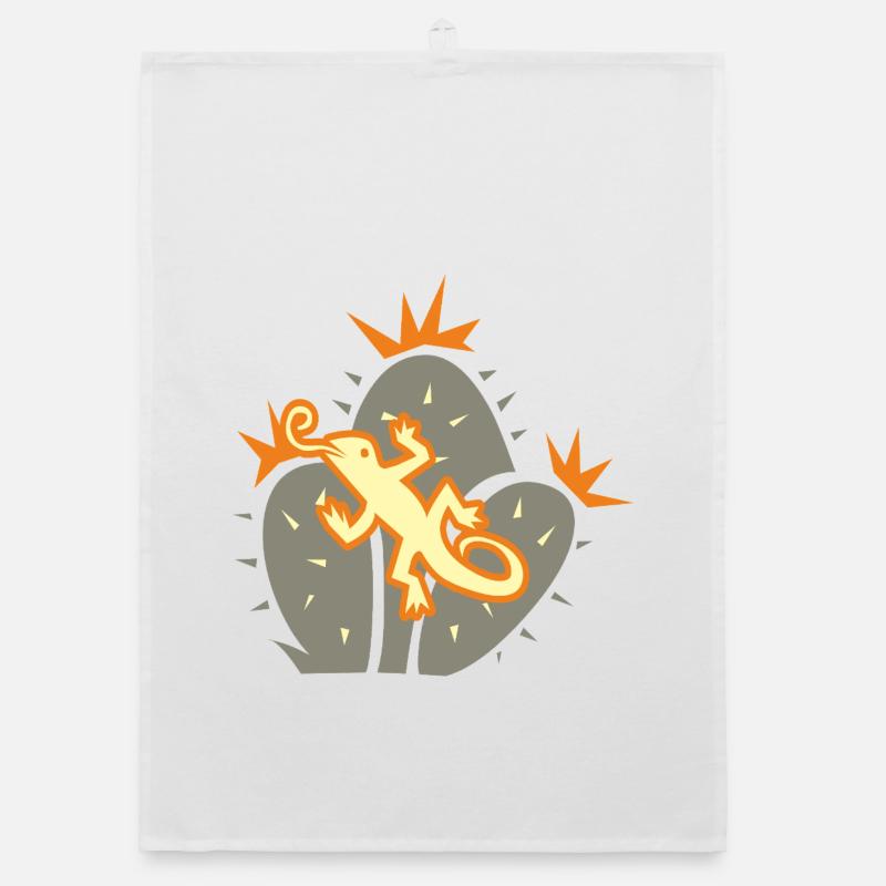 Kaktus_Eidechse Organic Geschirrtuch