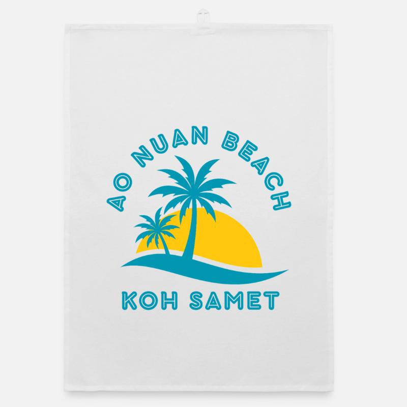 Koh Samet Palm Beach Sunset - Organic dish towel - white