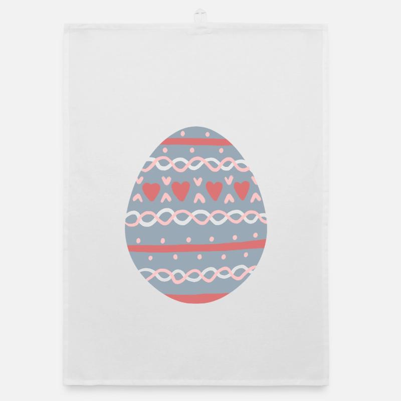 Pastel Hearts Egg Pattern Organic Geschirrtuch