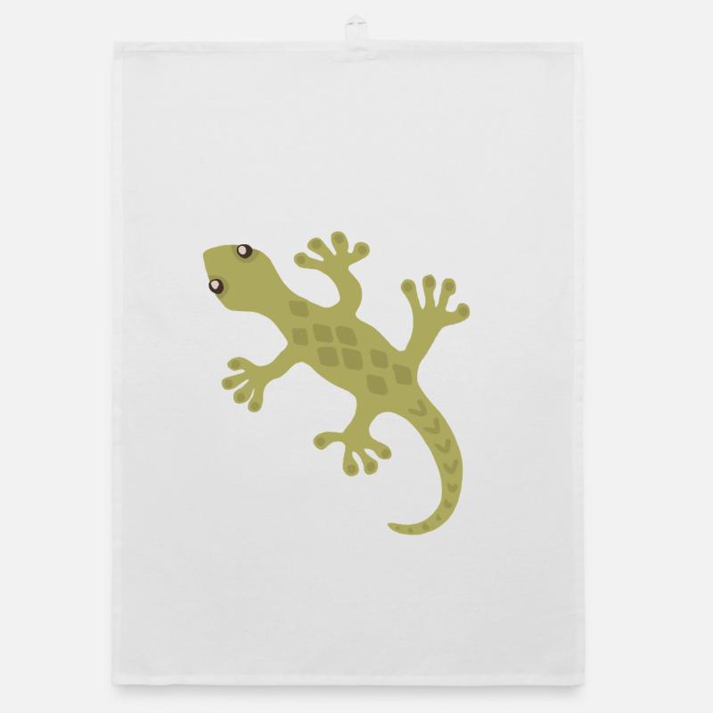 Lime Gecko Silhouette Pattern Organic dish towel