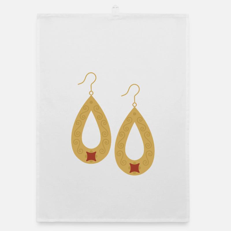 Boho-Tropfengold-Ohrringe Organic Geschirrtuch