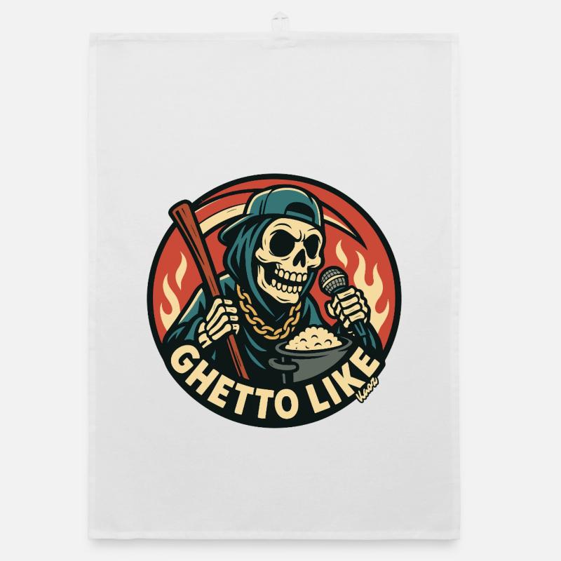 Skeleton with Microphone and Ghetto Like Organic dish towel