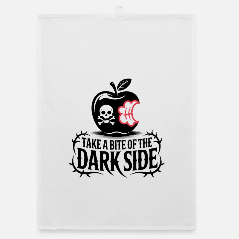 Dark Apple with Bite Design Organic dish towel