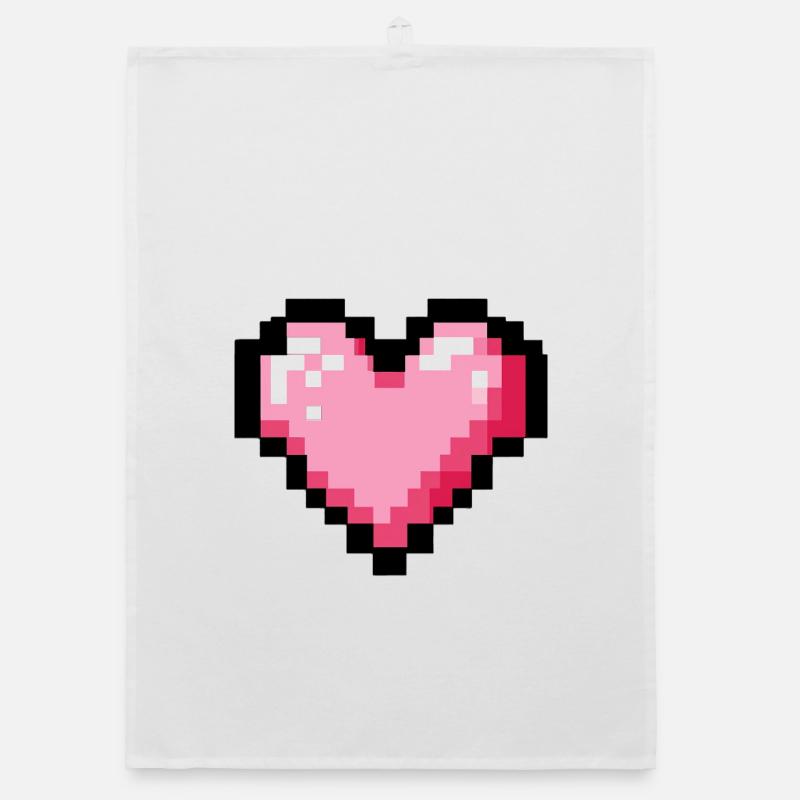 Retro 8-Bit-Pixelherz Organic Geschirrtuch