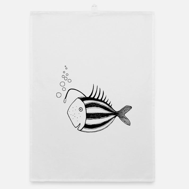Fisch Lampe - Organic Geschirrtuch - Weiß