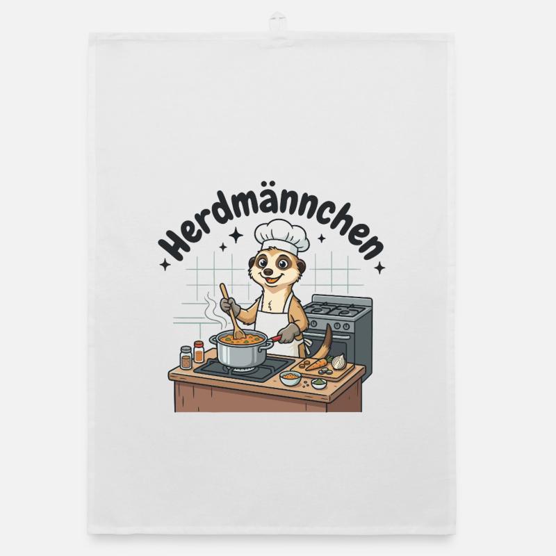 Herdmännchen Koch Erdmännchen am Herd  Organic Geschirrtuch