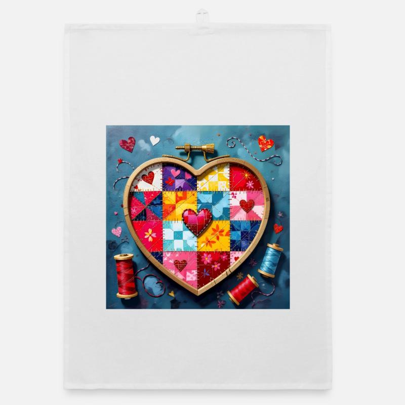 Art patchwork en cœur Torchon bio