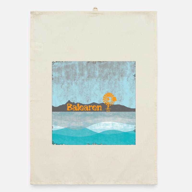 Balearic Coast Windmill Solar Flight Organic dish towel