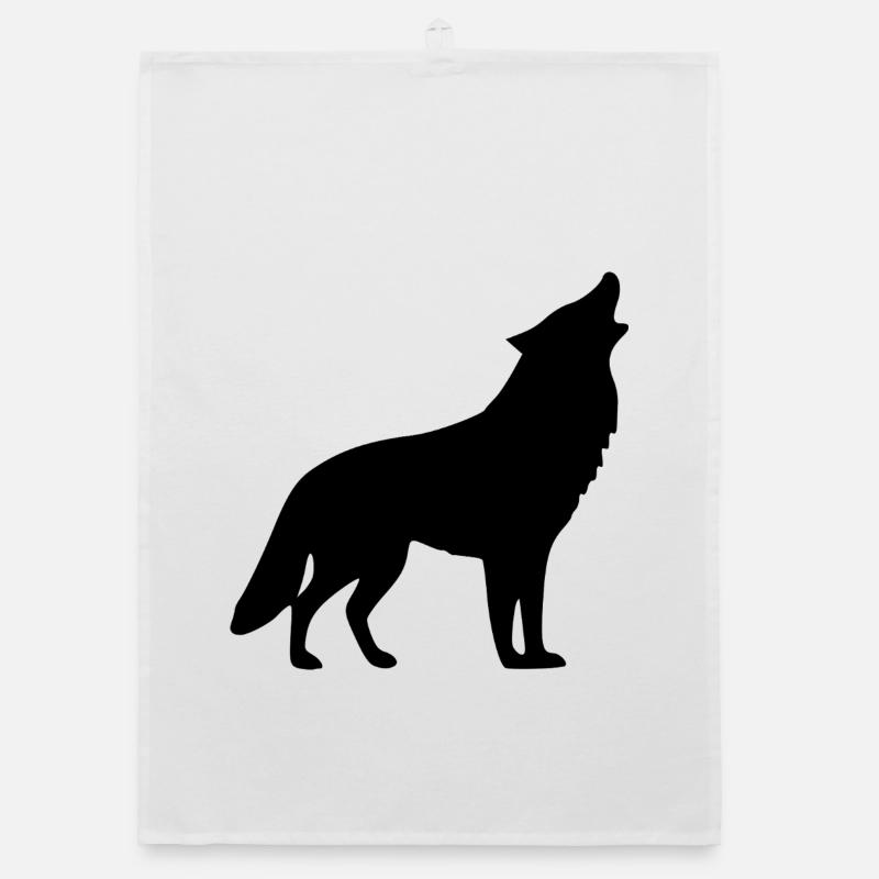 Howling wolf black Organic dish towel