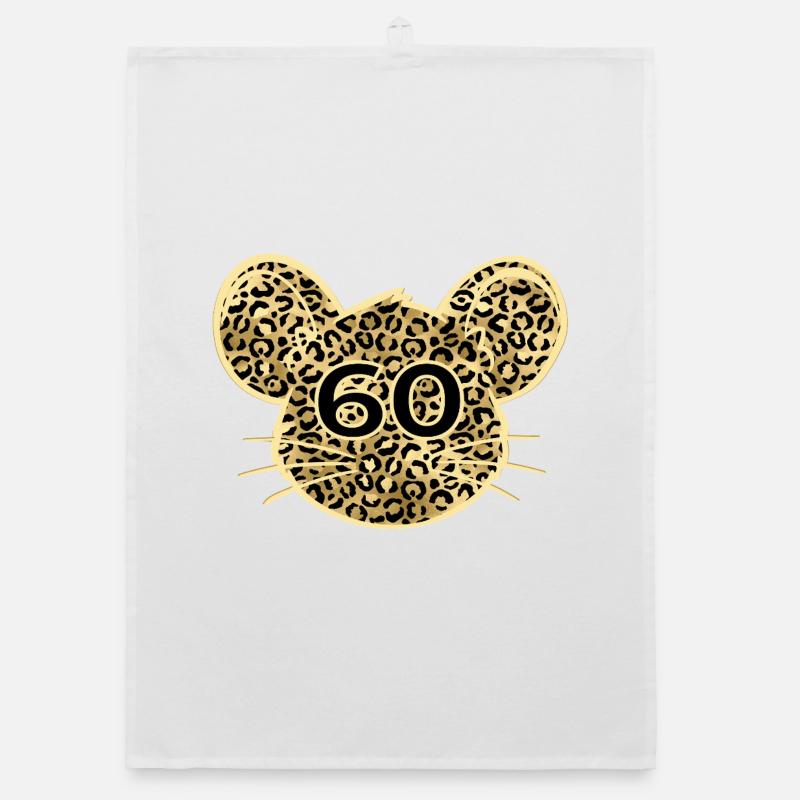 60th Birthday Leopard Mouse Organic dish towel