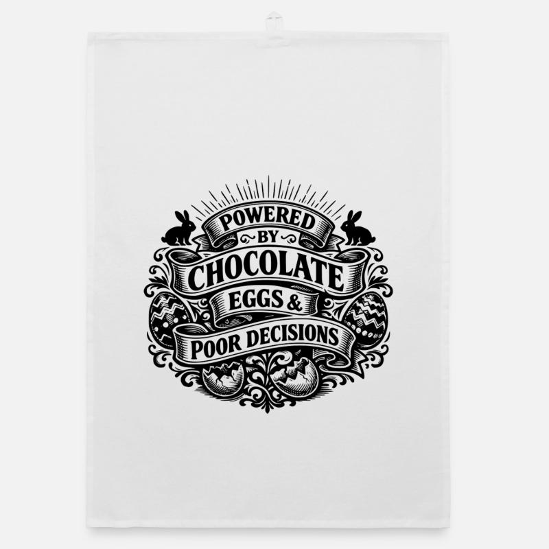 Powered by Chocolate Eggs & Poor Decisions Organic dish towel
