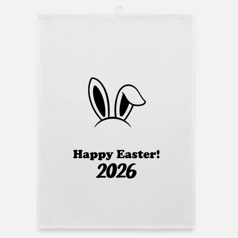 Happy Easter 2026 - Easter Bunny Design Organic dish towel