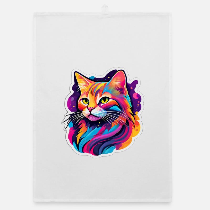 Rainbow Bright Cat Organic dish towel
