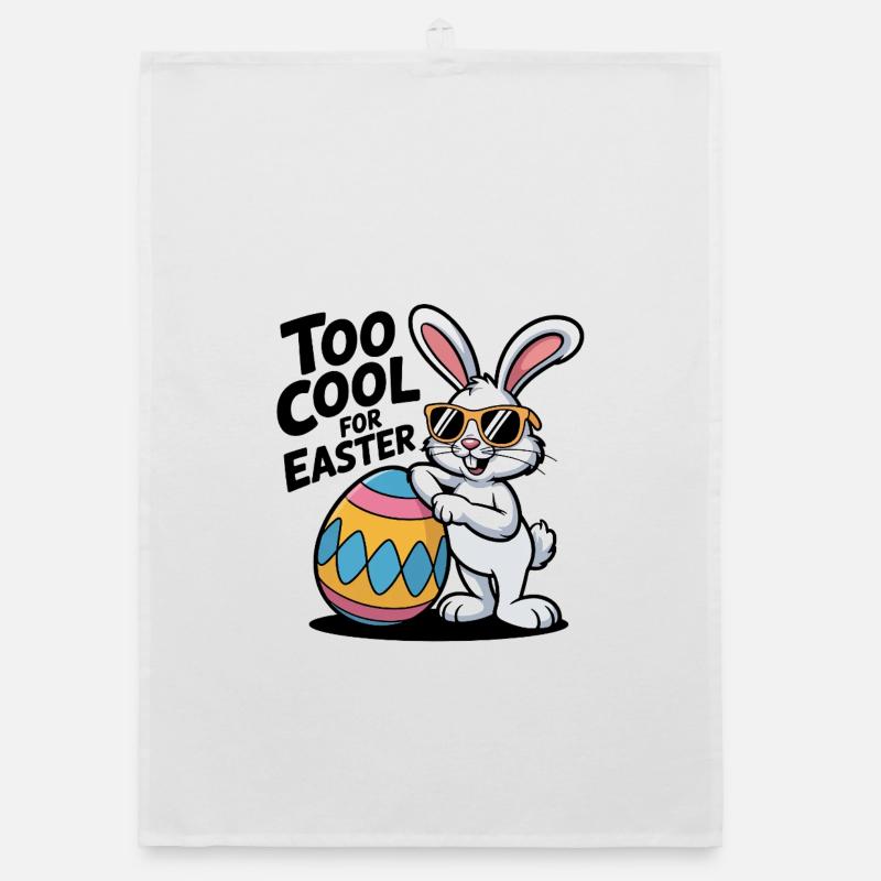 Easter bunny with sunglasses and egg Organic dish towel