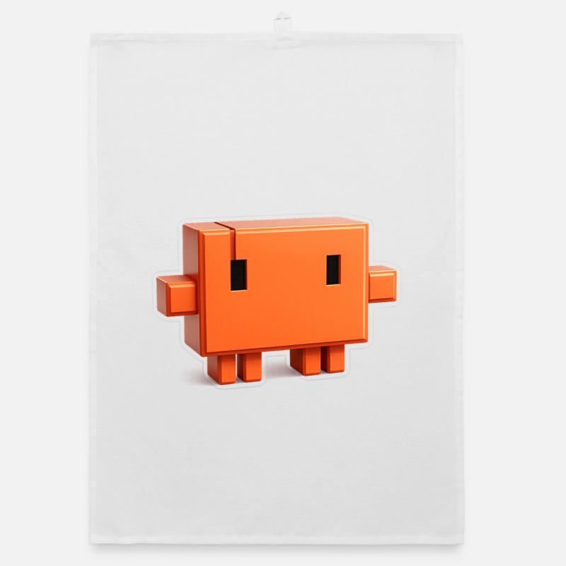 Claude Code Pixel 3D Mascot Cute Dev Sticker Organic dish towel