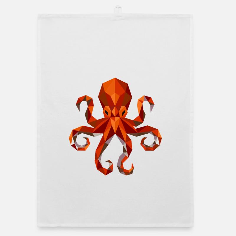 Octopus Squid Polygon Organic dish towel