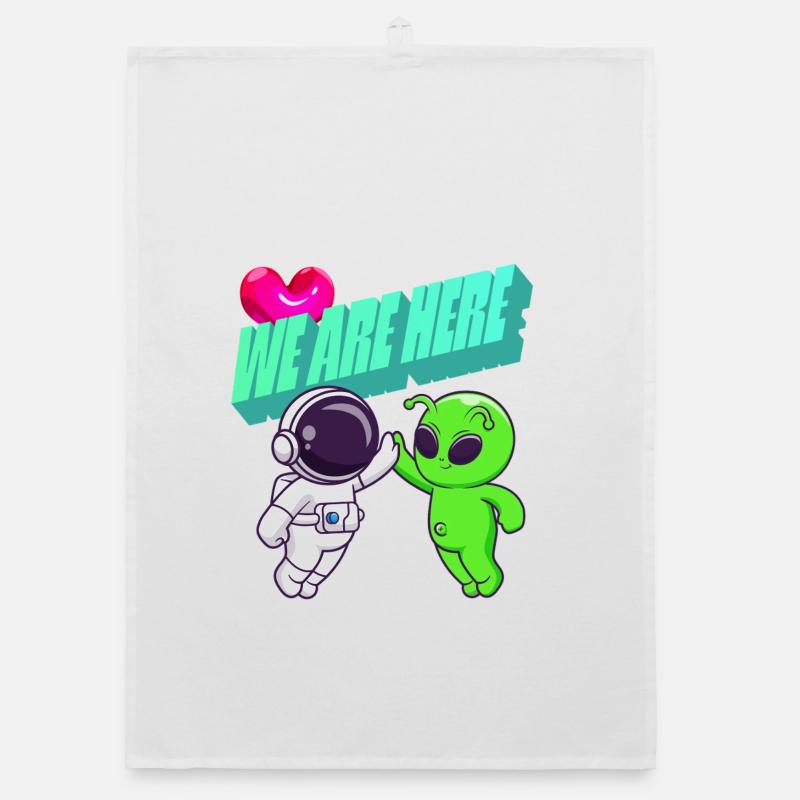 We Are Here - Série animée Alien - Torchon bio - blanc