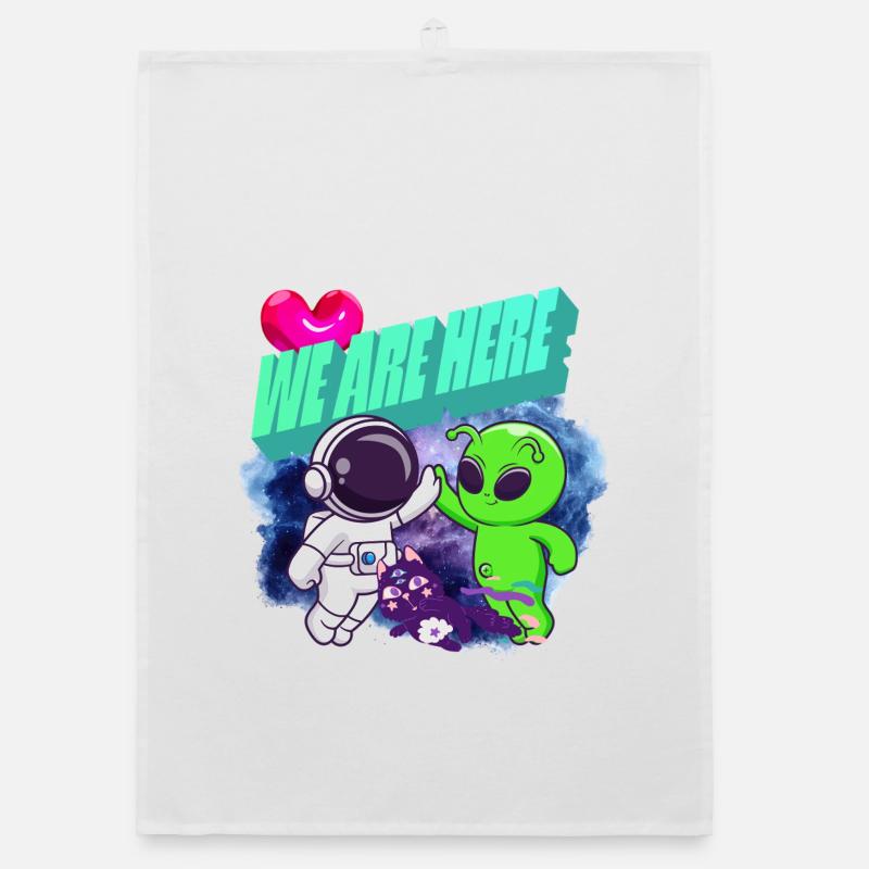 We Are Here Crew - Série animée Alien - Torchon bio - blanc