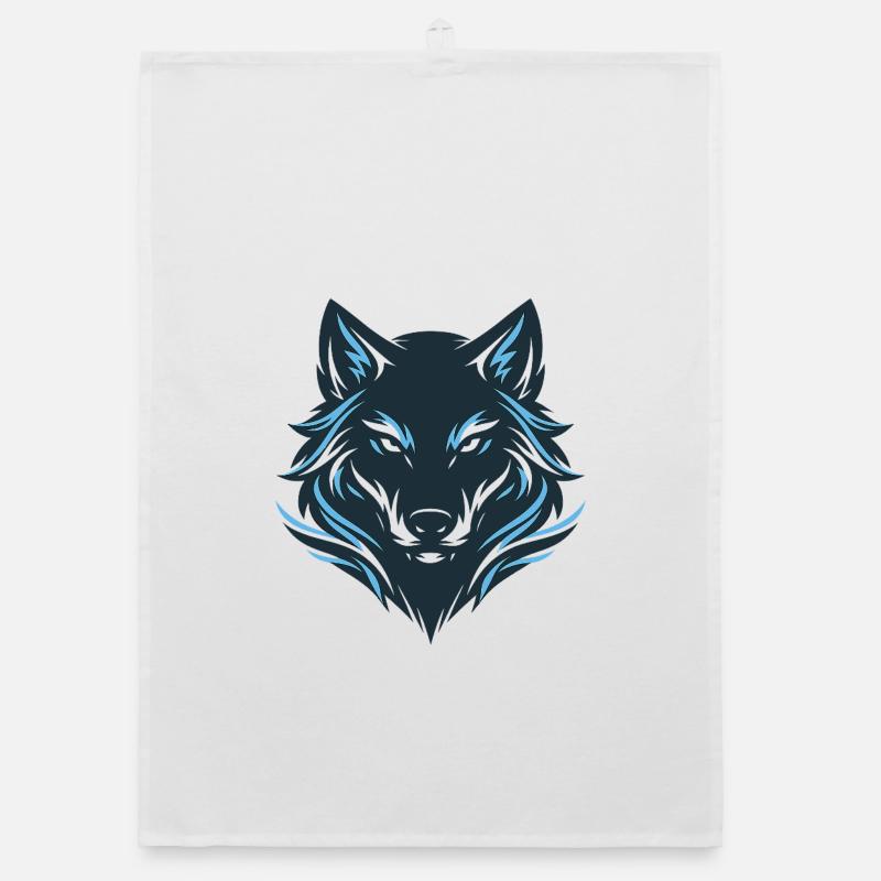 Blue Night Wolf Emblem Organic dish towel