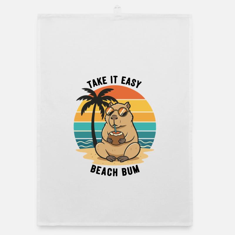 Capybara Beach Bum Take It Easy Torchon bio
