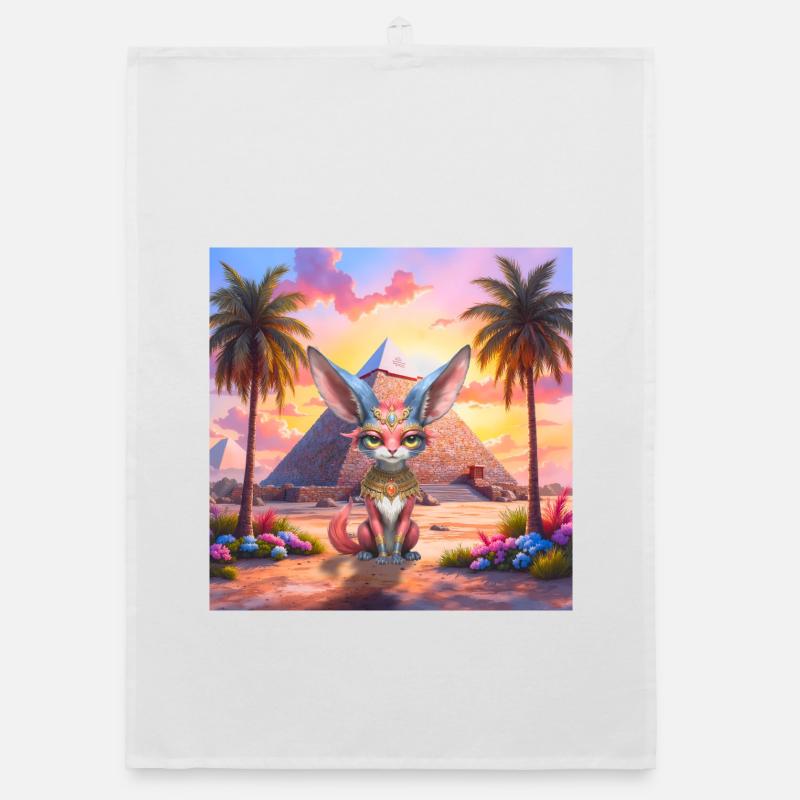Pharaoh Cat at Sunset Organic dish towel