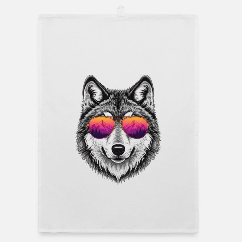 Cool Wolf with Sunglasses Graphic Tee Torchon bio