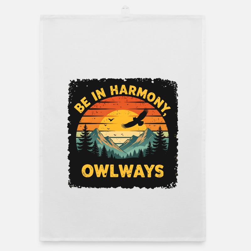 Owl Harmony at Sunset Organic dish towel