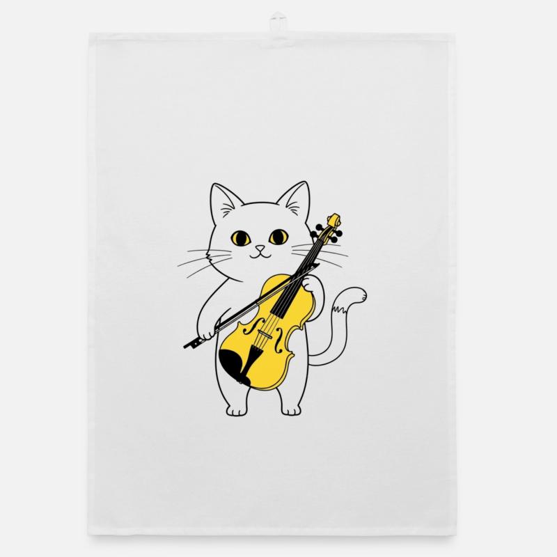 Cute Cat Playing Cello Chat Torchon bio