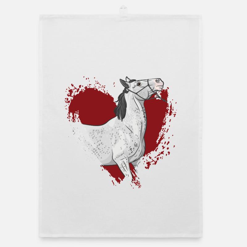 Ein graues Pferd und ein rotes Herz Organic Geschirrtuch
