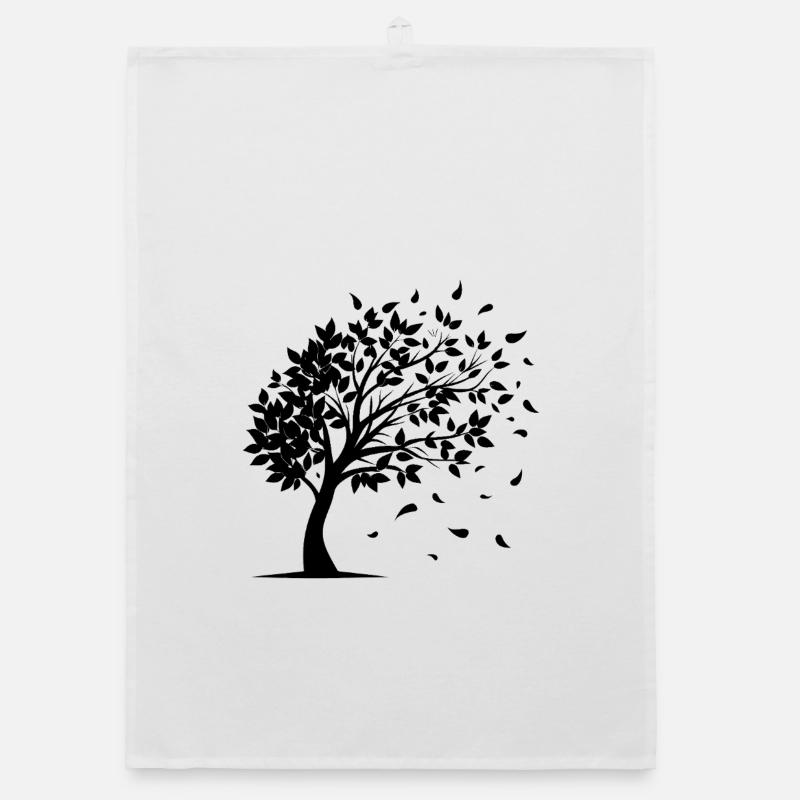 Wind Blowing Leaves Off Tree Organic dish towel