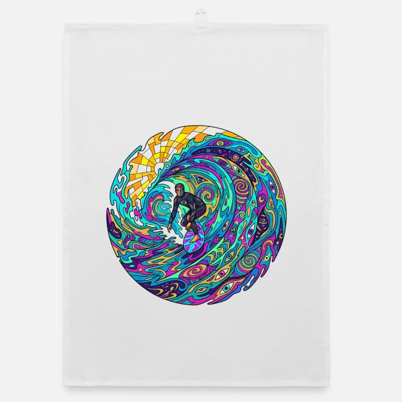 Psychedelic Surf Wave Organic dish towel
