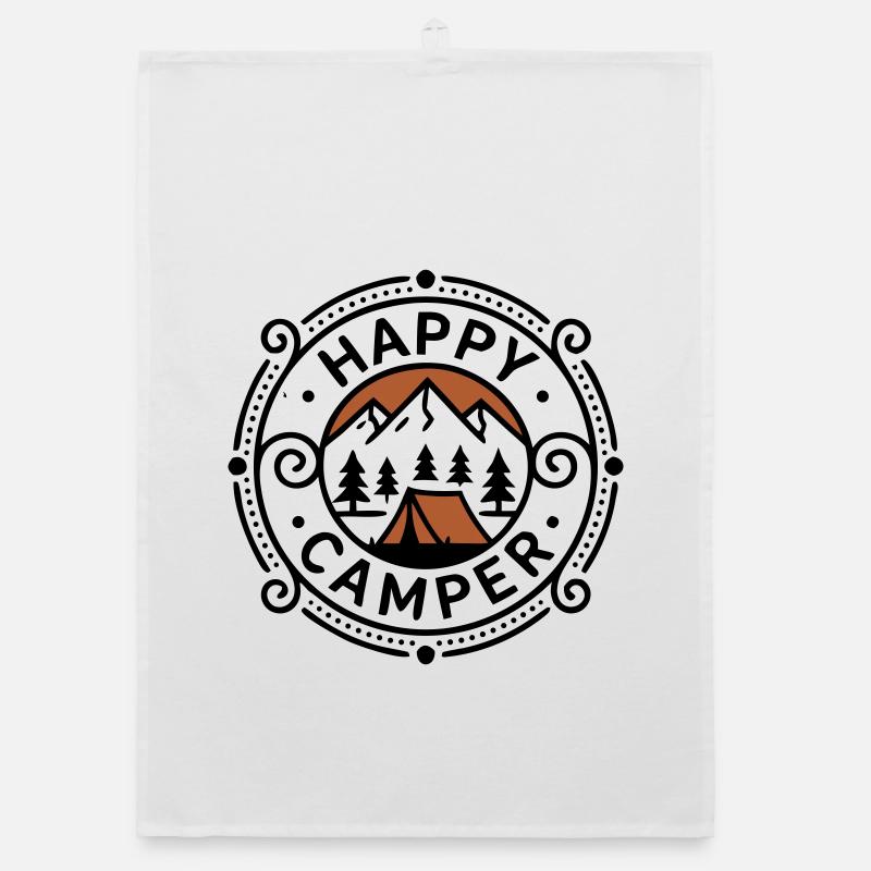 Proud Happy Camper Tent Crest Organic dish towel