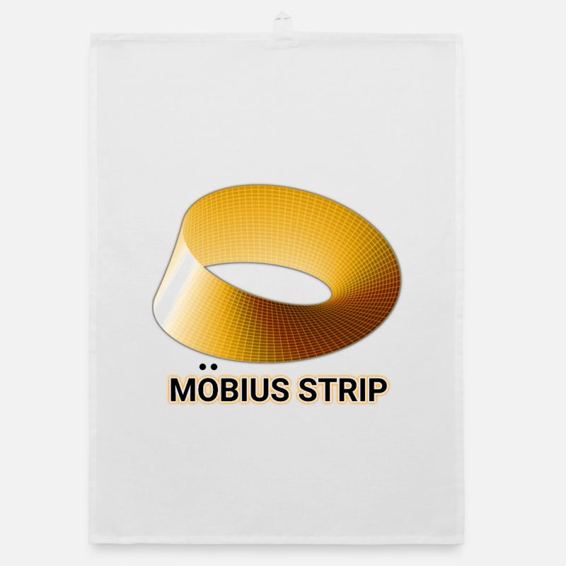 Ruban de Möbius Doré - Torchon bio - blanc