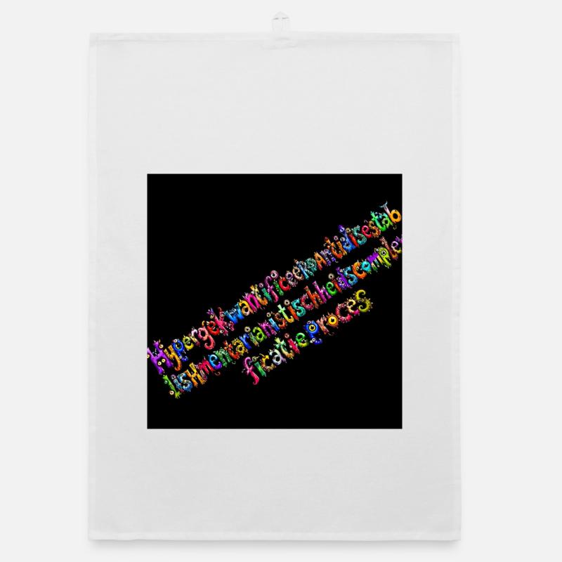 Rainbow Typography on Black Background Organic dish towel